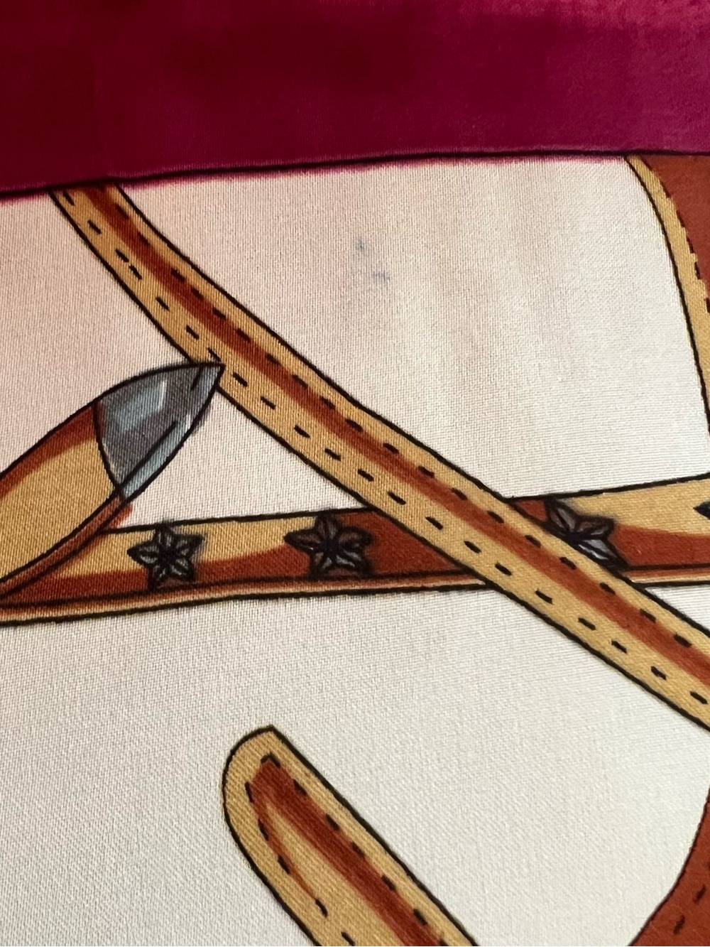 Vintage 100% Silk Horse Bit & Stirrup Equestrian Square 28” Scarf Berry Pink - Picture 10 of 12